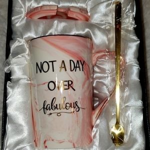 NWT/Original Box NOT A DAY OVER FABULOUS Tea Cup Spoon‎ Tea Gifts